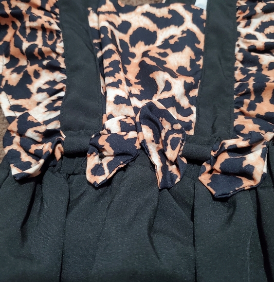 Shein Baby Girl's Leopard Ruffle Trim Bow Front Romper Bodysuit W/Headband 0-3M - Picture 7 of 11